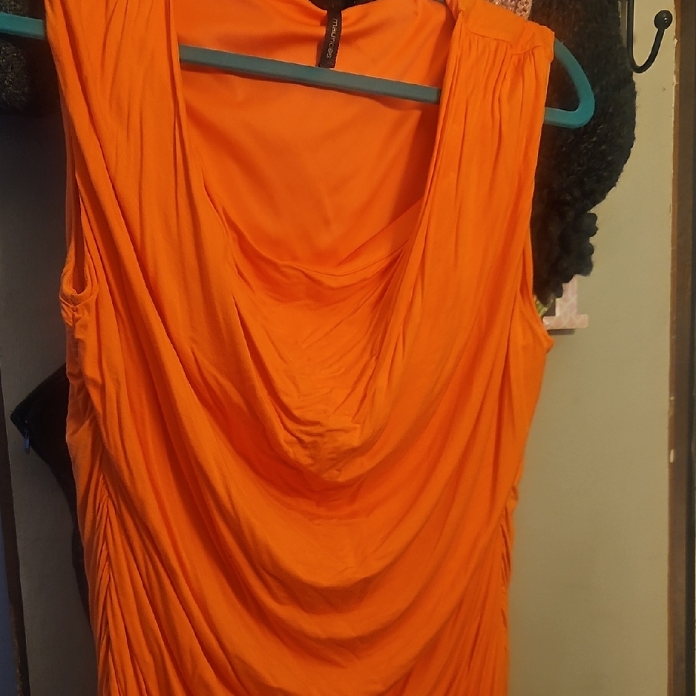 Maurices Vibrant Orange Draped Dress